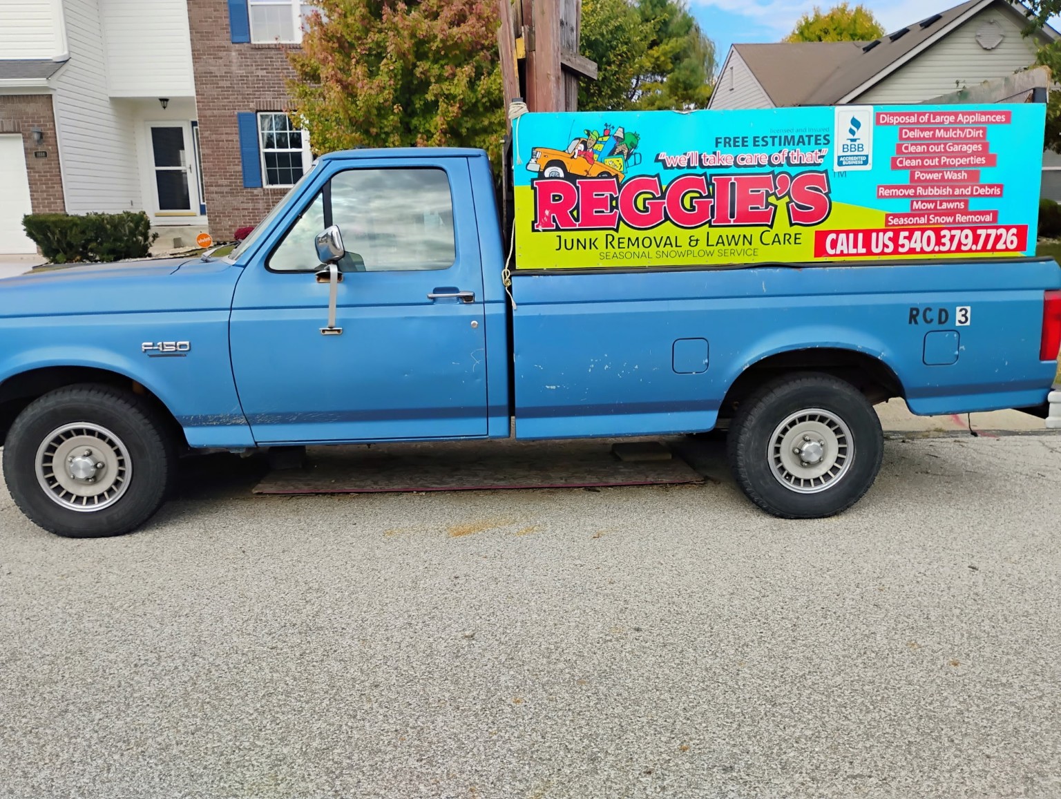 Reggie's complete blue work truck